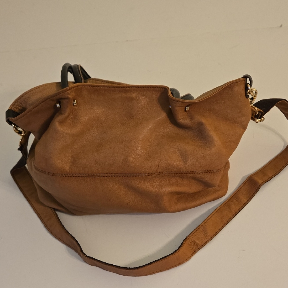 Soft Leather Shoulder Bag in Cognac